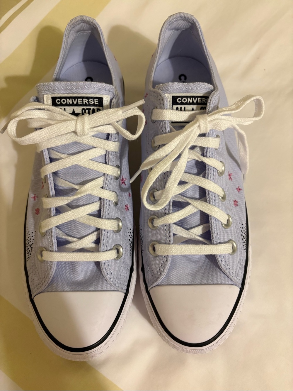 Converse Low Top Canvas Sneakers in Lavender with White Laces